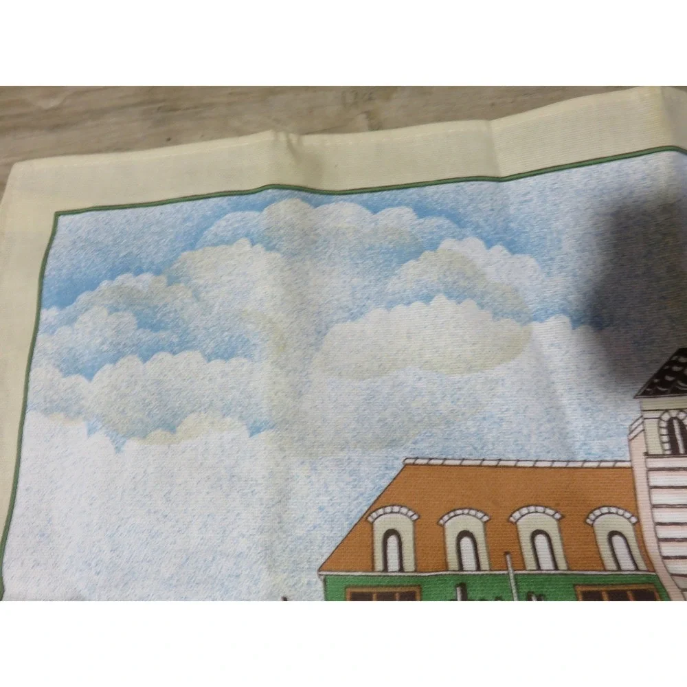 Vintage Eli Paris French Street Scene Tea Towel Paris Cafe Kiosk Illustration